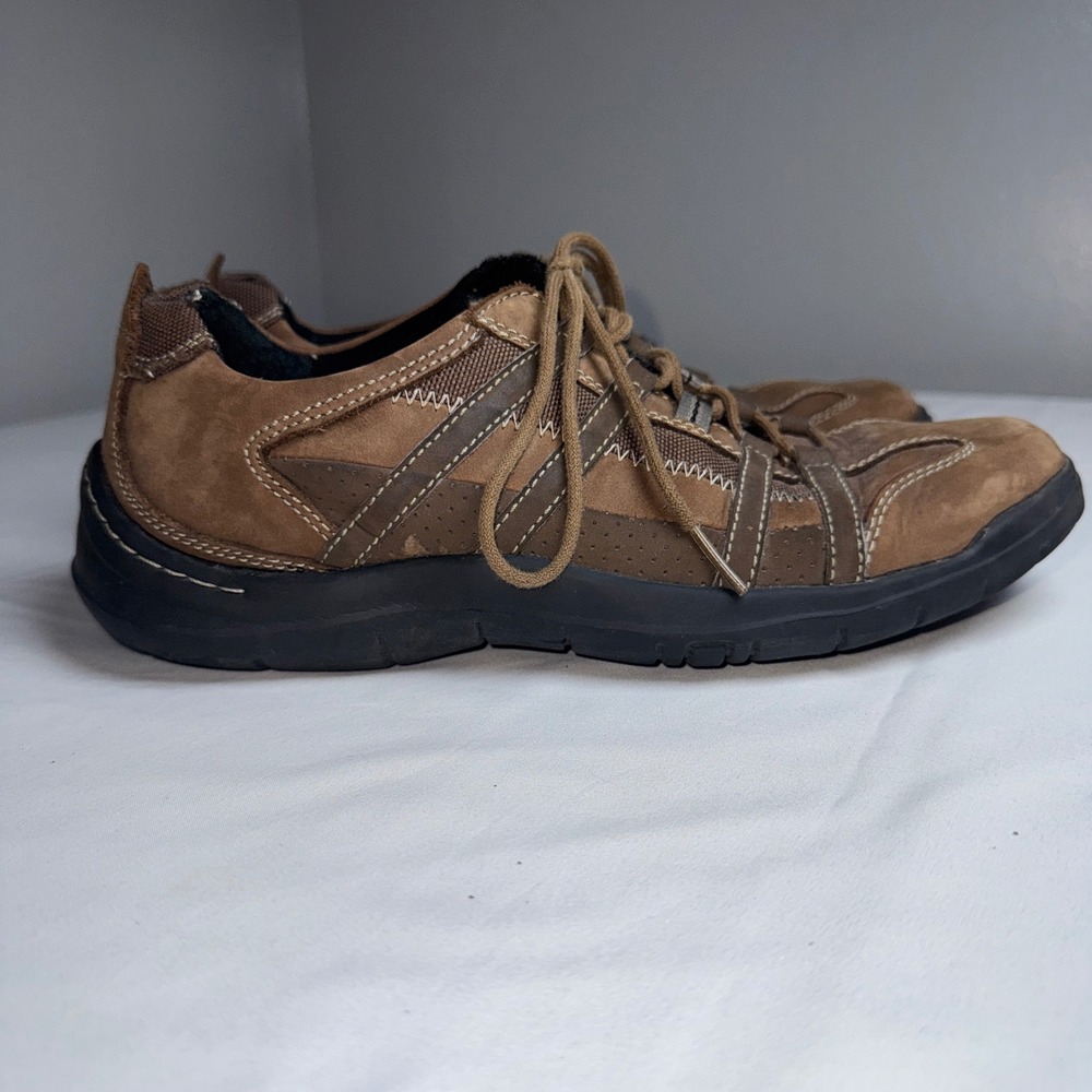 Clarks Mens Brown Leather Suede Lace Up Walking Shoes 82457 Size 8.5 M Dress